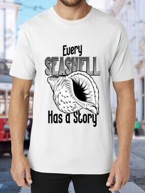 Every Seashell Has a Story Graphic Tee - White